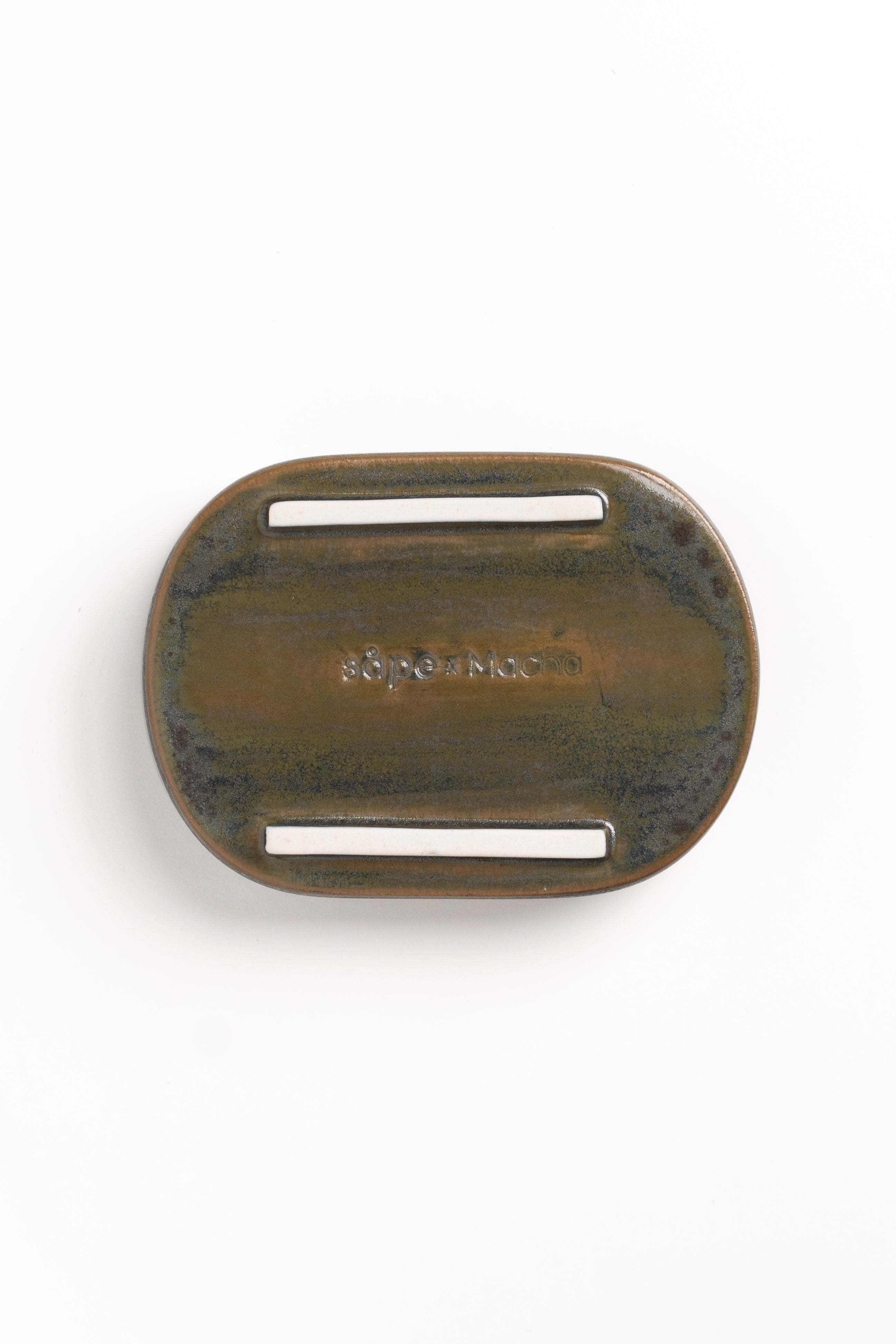 Oval Ceramic Soap Dish – Moss Green