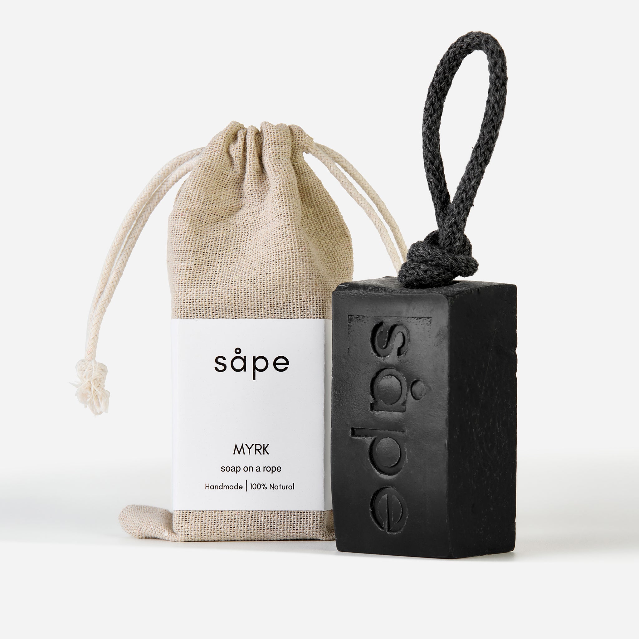 Myrk charcoal soap with cotton bag – handmade detox soap bar with essential oils