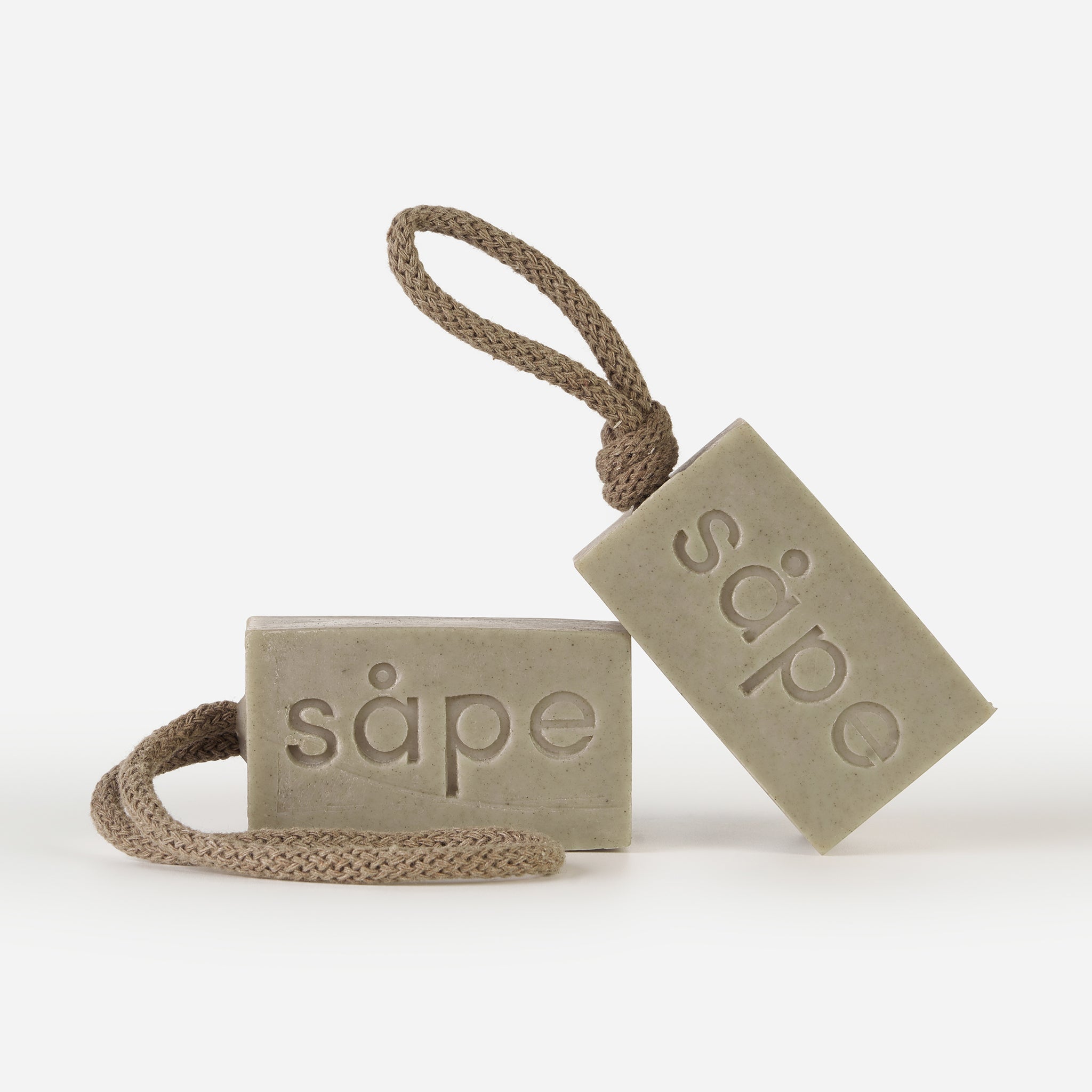 Stacked Bris soap bars with embossed Såpe logo – cold-process natural soap UK