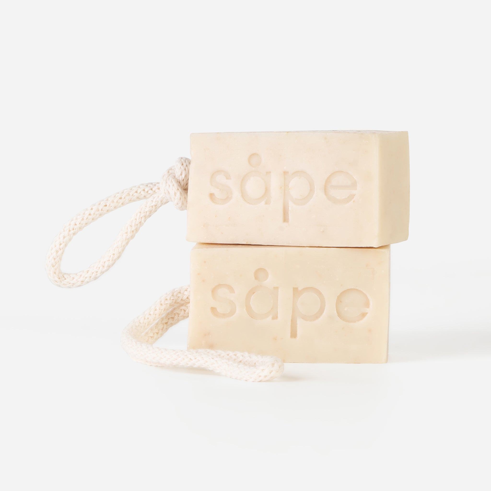 Stacked Havre soap bars with embossed Såpe logo – calming oat soap UK
