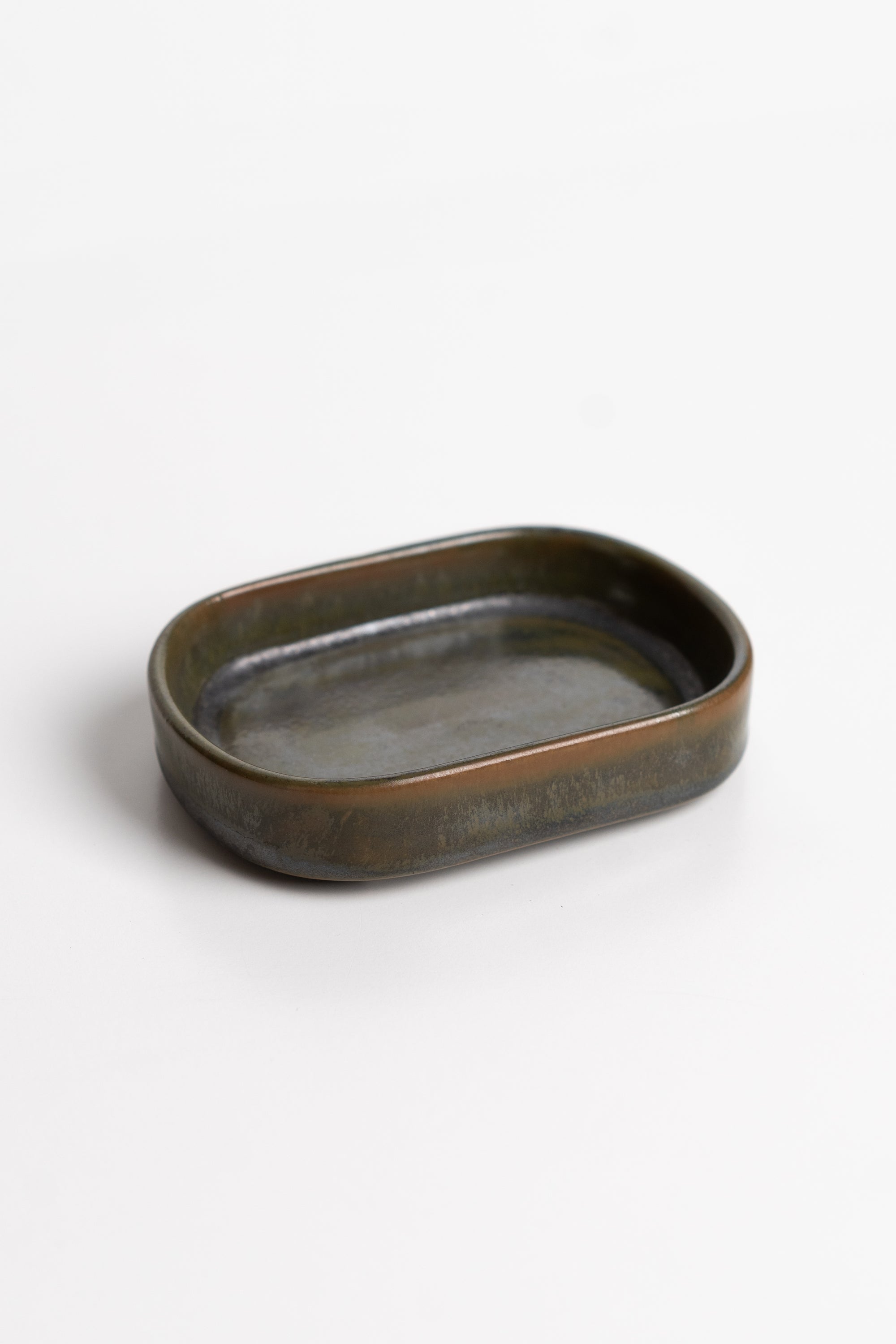 Oval Ceramic Soap Dish – Moss Green