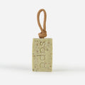 Front view of Frisk green clay and mint soap on a rope – refreshing natural soap UK